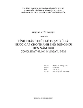 Thiết Kế Trạm Xử Lý Nước Cấp Cho Thành Phố Đồng Hới