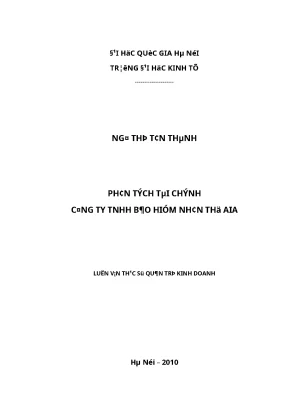 Phân tích tài chính công ty tnhh bảo hiểm nhân thọ aia luận văn ths kinh doanh và quản lý 60 34 05