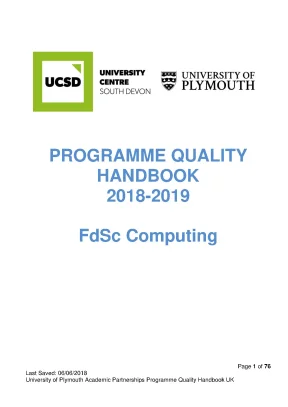 Hướng Dẫn Chất Lượng Chương Trình FdSc Computing 2018-2019