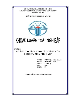 Phân Tích Tình Hình Tài Chính Công Ty May Phúc Yên