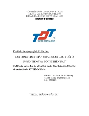 Đời Sống Tinh Thần Của Người Cao Tuổi Ở Nông Thôn Và Đô Thị