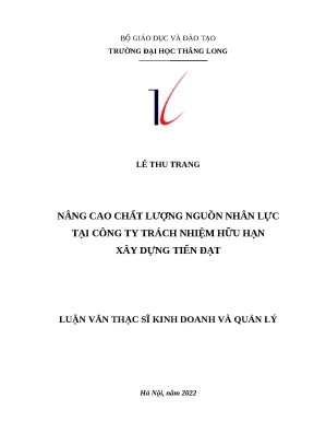 Nâng cao chất lượng nguồn nhân lực tại Công ty TNHH Xây