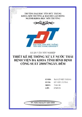 Thiết Kế Hệ Thống Xử Lý Nước Thải Bệnh Viện Đa Khoa Tỉnh