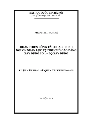 Cải tiến hoạch định nguồn nhân lực tại Trường Cao đẳng