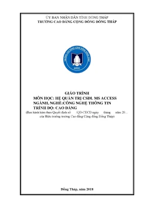 Giáo trình Hệ quản trị CSDL Microsoft Access (Toàn tập)