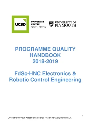 Hướng Dẫn Chất Lượng Chương Trình FdSc HNC Kỹ Thuật Điện 