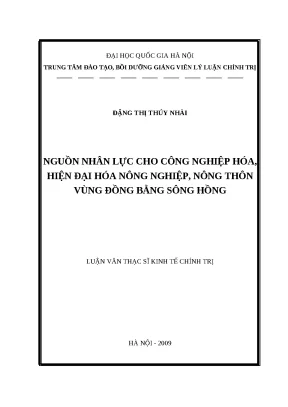 Nguồn nhân lực CNH, HĐH nông nghiệp Đồng bằng sông Hồng