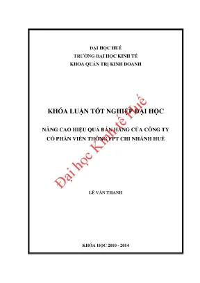 Nâng cao hiệu quả bán hàng tại FPT Telecom Huế