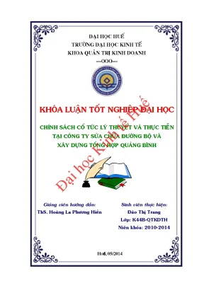 Chính sách cổ tức tại Công ty Cổ phần Sửa chữa Đường bộ