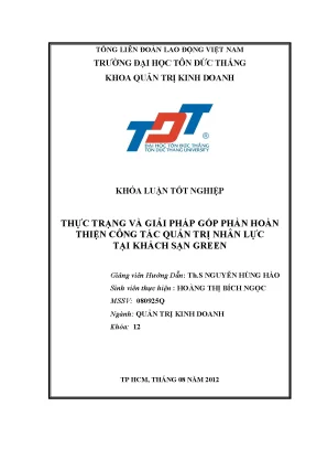 Khóa Luận Tốt Nghiệp Về Quản Trị Nhân Lực Tại Khách Sạn