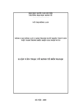 Giải pháp nâng cao cạnh tranh xuất khẩu thủy sản Việt Nam