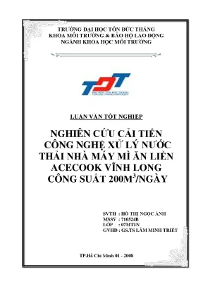 Nghiên Cứu Công Nghệ Xử Lý Nước Thải Tại Nhà Máy Mì Ăn