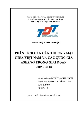 Phân Tích Cán Cân Thương Mại Việt Nam và ASEAN-5 (2005-2014)