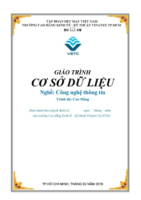 Giáo trình Cơ sở dữ liệu (Full) ngành CNTT hệ Cao đẳng