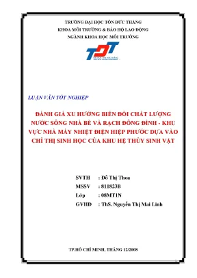 Đánh Giá Chất Lượng Nước Sông Nhà Bè: Nghiên Cứu Từ Chỉ