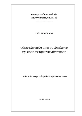 Thẩm Định Dự Án Đầu Tư Tại Công Ty Dịch Vụ Viễn Thông: