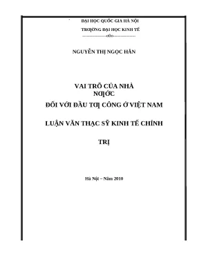 Vai trò của Nhà nước trong đầu tư công tại Việt Nam