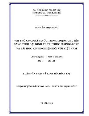 Vai trò của nhà nước trong kinh tế tri thức: Bài học từ
