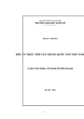 Đầu Tư Trực Tiếp Của Trung Quốc Vào Việt Nam: Cơ Hội Và