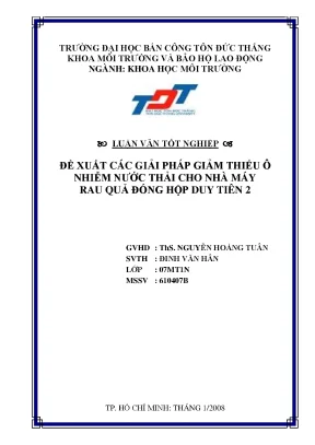 Giải Pháp Giảm Thiểu Ô Nhiễm Nước Thải Tại Nhà Máy Rau