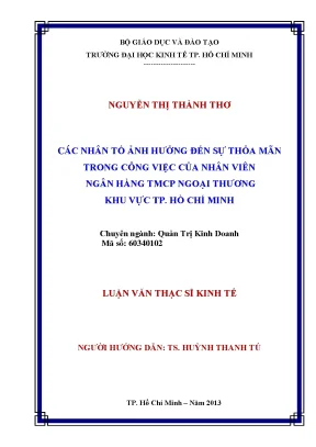 Nhân tố ảnh hưởng đến sự thỏa mãn công việc ngân hàng