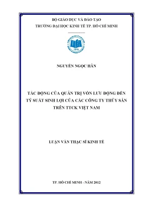 Tác động quản trị vốn lưu động đến lợi nhuận thủy sản