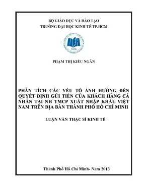 Yếu tố ảnh hưởng đến quyết định gửi tiền tại Eximbank