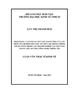 Nhận diện nhân tố ảnh hưởng hệ thống thông tin kế toán