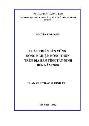 Phát triển bền vững nông nghiệp Tây Ninh đến 2020