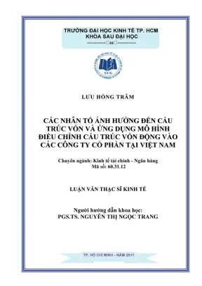 Nhân tố ảnh hưởng đến cấu trúc vốn và mô hình điều chỉnh