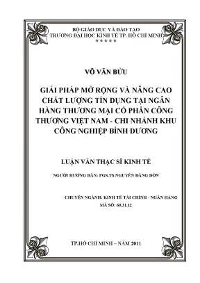 Giải pháp nâng cao chất lượng tín dụng VietinBank Bình Dương