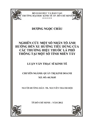 Nhân tố ảnh hưởng đến tiêu dùng thuốc lá miền Tây