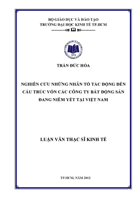 Nhân tố ảnh hưởng cấu trúc vốn công ty bất động sản niêm yết