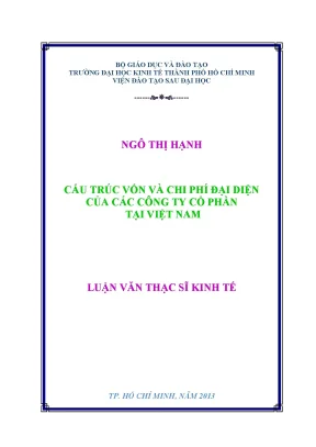 Cấu trúc vốn và chi phí đại diện tại Việt Nam