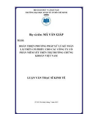 Hoàn thiện kế toán lãi cổ phiếu cho công ty niêm yết