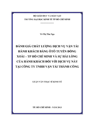 Đánh giá chất lượng dịch vụ vận tải hành khách ô tô