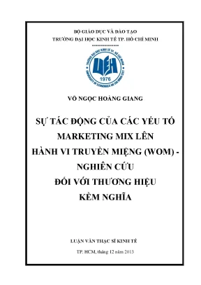 Tác động marketing mix đến hành vi truyền miệng WOM