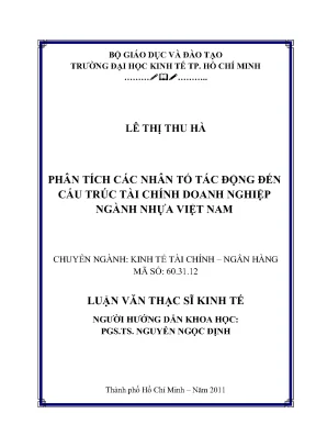 Phân Tích Cấu Trúc Tài Chính Doanh Nghiệp Ngành Nhựa