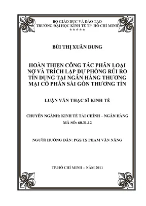 Hoàn thiện phân loại nợ và dự phòng rủi ro tín dụng
