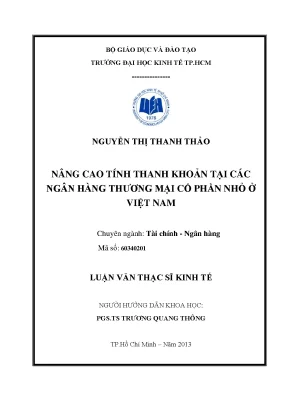 Nâng cao tính thanh khoản ngân hàng thương mại nhỏ Việt Nam