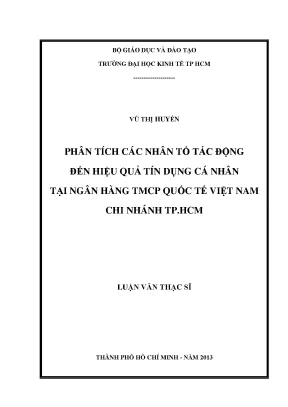 Phân Tích Nhân Tố Tác Động Đến Hiệu Quả Tín Dụng Cá Nhân