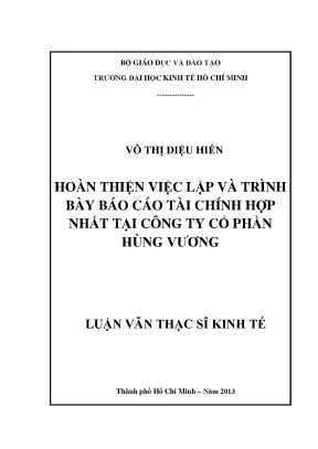 Hoàn thiện báo cáo tài chính hợp nhất tại Hùng Vương