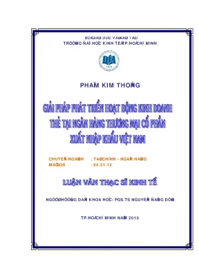 Giải pháp phát triển kinh doanh thẻ tại Eximbank