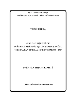Nâng cao hiệu quả chi ngân sách bệnh viện công Tây Ninh