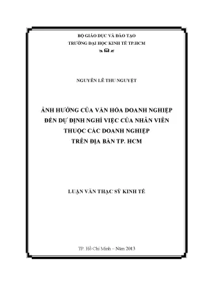 Ảnh hưởng văn hóa doanh nghiệp đến nghỉ việc nhân viên