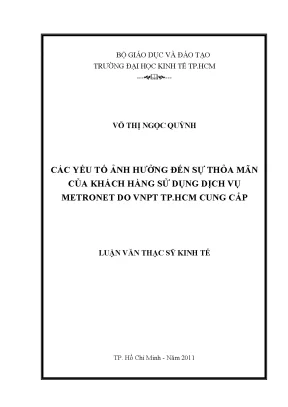 Yếu tố ảnh hưởng đến sự thỏa mãn khách hàng dịch vụ MetroNet