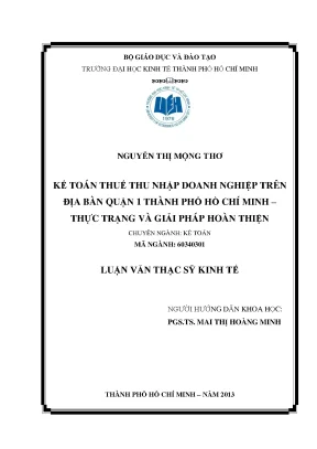 Hoàn thiện kế toán thuế TNDN tại Quận 1, TP.HCM