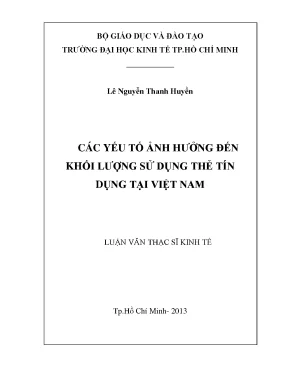Yếu tố ảnh hưởng đến sử dụng thẻ tín dụng tại Việt Nam
