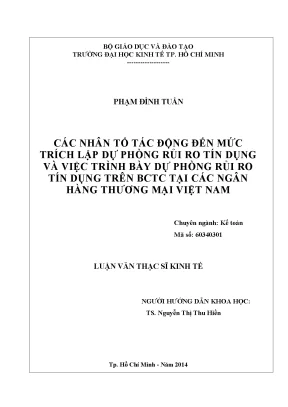 Nhân tố ảnh hưởng đến dự phòng rủi ro tín dụng ngân hàng