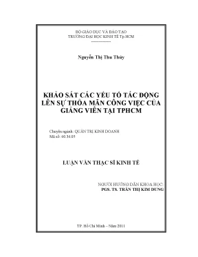 Yếu tố ảnh hưởng đến sự thỏa mãn công việc giảng viên TPHCM